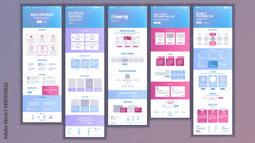 Wall mural website template vector. page business background. shopping online landing web page. web design and 