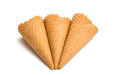 waffle cup for ice cream isolated