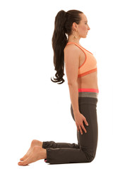 Yoga practice - beautiful young woman with black hair exercise yoga