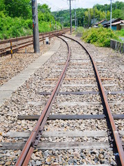 Naklejka premium 田舎の風景と線路