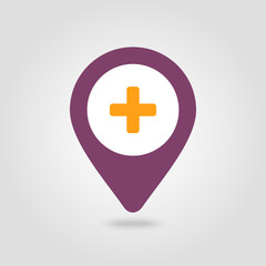 Plus, Hospital ,Pharmacy, Clinic pin map icon.