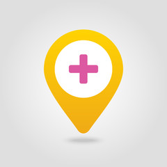 Plus, Hospital ,Pharmacy, Clinic pin map icon.