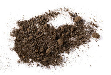 Dirt, soil pile isolated on white background