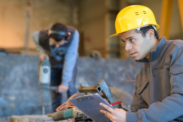worker in factory warehouse
