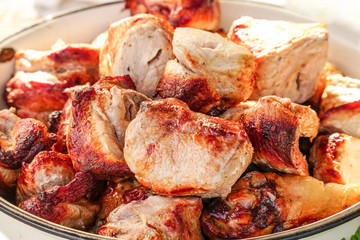 Meat cooked on the coals