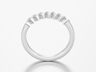 3D illustration silver engagement anniversary band diamond ring