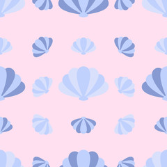 Clam,Summer seamless pattern,pastel colour background