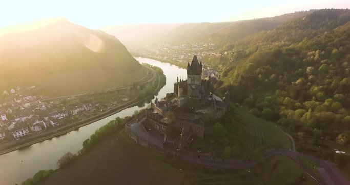 Beautiful view over the castle of Cochem, the Mosel and the surrounding nature