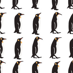 Obraz premium Seamless pattern penguin on white background .printing wallpaper.vector illustration