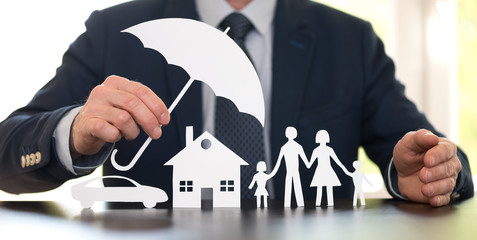 Concept of family, home and car protection