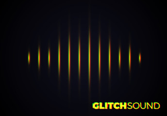 Audio or sound wave with music volume peaks and color glitch effect