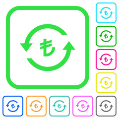 Turkish Lira pay back vivid colored flat icons