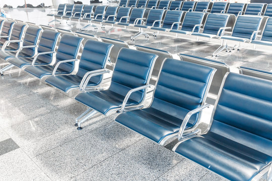 Row of Empty seats in the airport, travel concept