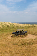 picnic bench at beach