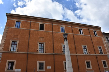Rome. Facade and details of a religious historic building in the way of Conciliation on Vaticano.