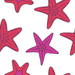 summer vector seamless pattern with starfish