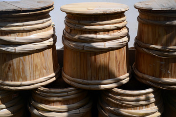 Barrels of japanese Sake