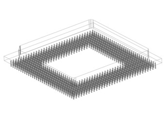 Computer Processor Architect blueprint - isolated