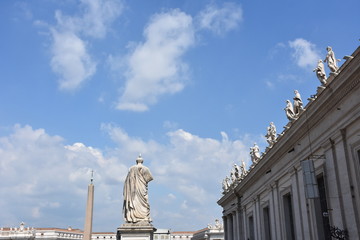 Rome, View and details of the facade of the Basilica of San Pietro in Vaticano
