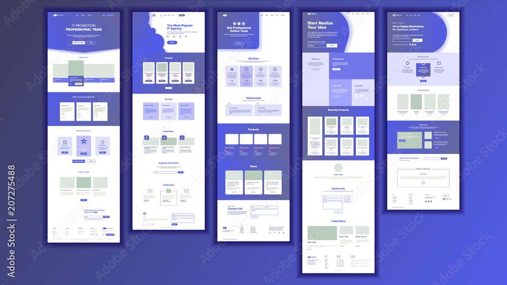 Sticker website page vector. business website. web page. landing design template. processes and office situa