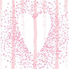 Pink glitter confetti with dots on white stripes. Falling sequins with shimmer and sparkles. Design with pink glitter confetti for party invitation, bridal shower and save the date invite.