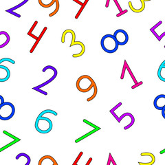 Seamless pattern for children consisting of multi-colored numbers.