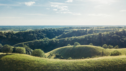 Beautiful green hills landscape in springtime
