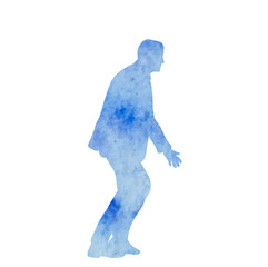 vector, isolated, watercolor silhouette man standing