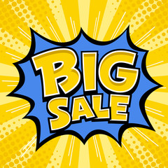 Vector Big sale banner yellow message blue star and yellow template design background. vector illustration