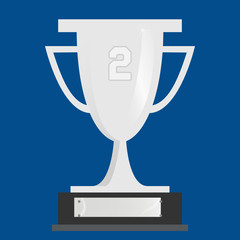 Silver sports trophy cup as reward for scoring top in an event