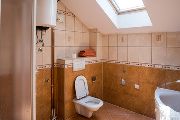bathroom with toilet in the attic