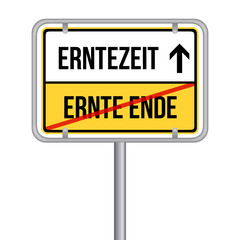 Beginn der Erntezeit Schild - Ende der Erntezeit -  Isoliert Vektor Eps10.