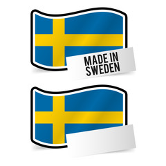 Made in Sweden Flag and white empty Paper. Esp10 Vector.