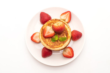 pancake with fresh strawberries