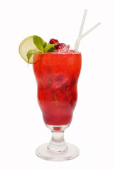 strawberry cocktail isolated on white background