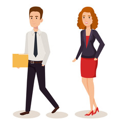 business couple isometric avatars vector illustration design