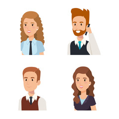 business people isometric avatars vector illustration design