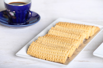 Cookies of El Fitr Islamic Feast - Biscuits with cup of coffee for iftar in Eid fitri