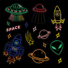 Set stickers or patches on space topic  © Oleksii