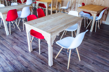 Wooden table and chairs plastic.
