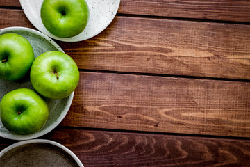 summer food with green apples on white background top view mock 