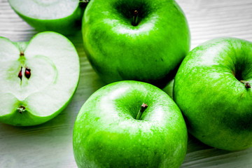 summer food with green apples on white background