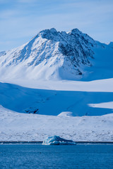  norway landscape nature of the mountains of Spitsbergen Longyearbyen  Svalbard   arctic ocean winter  polar day sunset sky