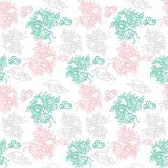 Pattern with Japan dragons 