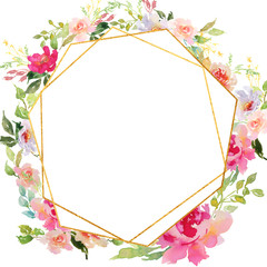 Wedding frame wreath green and purple flowers ornament