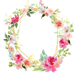 Wedding frame wreath green and purple flowers ornament