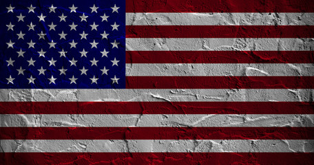 USA flag on fragment of concrete wall textured