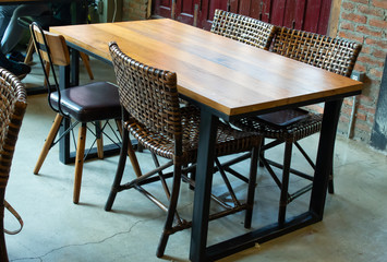 Wooden tables and chairs