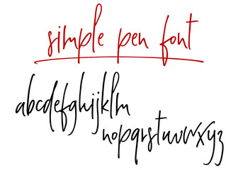 Ballpen handwritten vector alphabet. Modern calligraphy, lowercase letters. Vector illustration