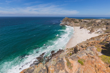 Fototapeta premium View of Diaz Beach at Cape Point with a perfect blue sky